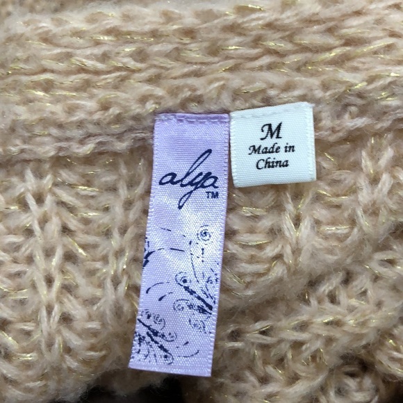 Francesca’s Collection Alya Cardigan Sweater Medium Tan Floral Embroided - Picture 6 of 9